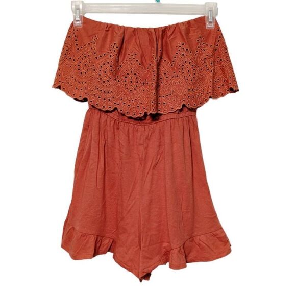 American Eagle Outfitters Women's Strapless Overlay Romper Red XS - Picture 1 of 14